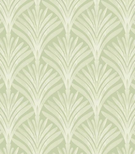 Hopepak 16.1''x394'' Peel and Stick Wallpaper Green Leaf Boho Geometric Contact Paper Removable Self Adhesive Wall Paper Waterproof Vinyl for Living Room Decoration