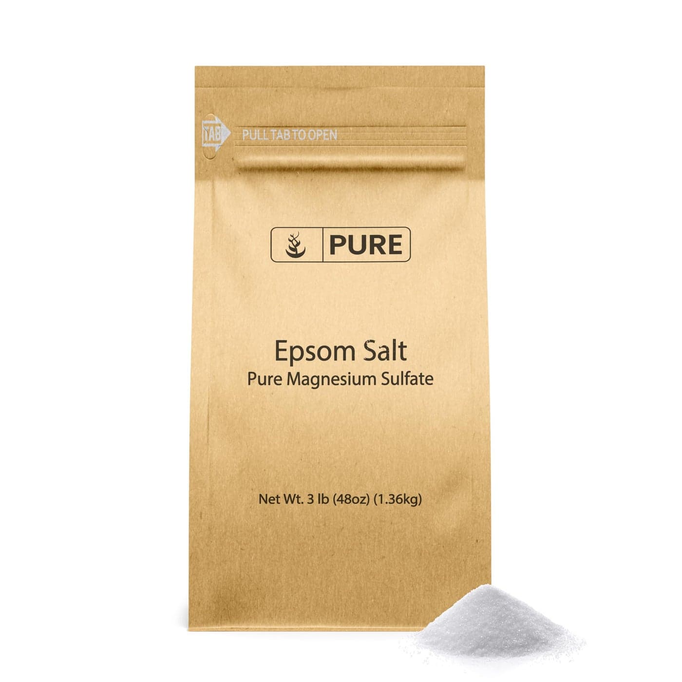 Pure Original Ingredients Epsom Salt 3 lb Pure Magnesium Sulfate Bathing Soaking