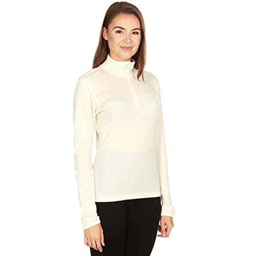 100% Merino Wool - Midweight Womens 1/4 Zip - Midlayer - Cream - X-Small