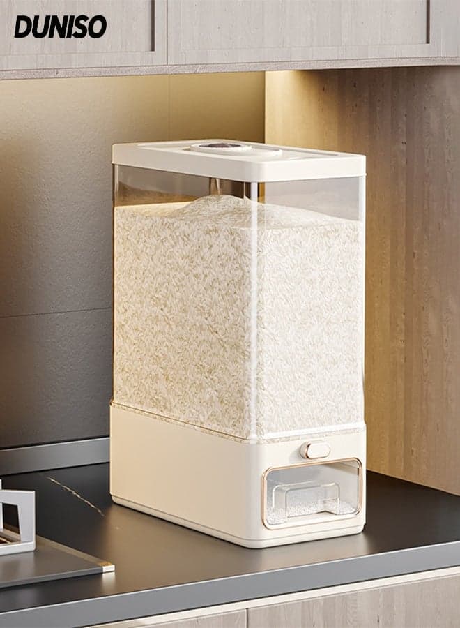 Rice Dispenser, 10KG Rice Containers Storage, Sealed Moisture Proof Rice Bucket, Large Grain Flour, Soybean Container Storage for Kitchen, Pantry, Household