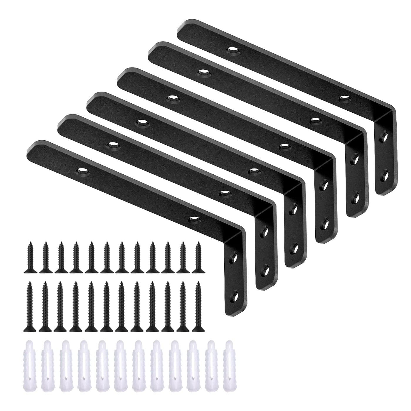 LSK 6PCS L Bracket 5212550mm Shelf Support Corner Bracket for Wooden Board Max Load 42lb Black
