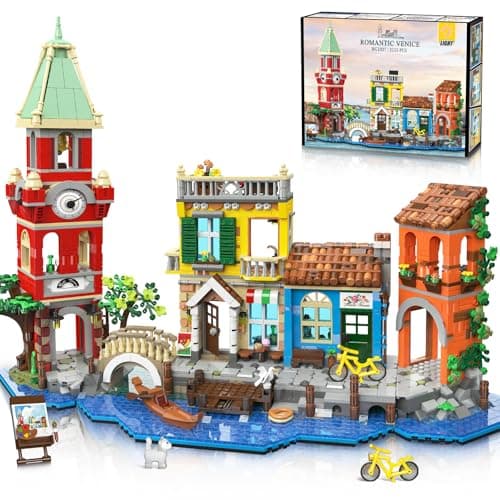 PLAXSOON Venice Main Street Building Set for Adults 2155 PCS City House Building Block Kit with Light Flower Shop Pizzeria Christmas Home Decor Architecture Model Gift for Women Men Teen Girl 10