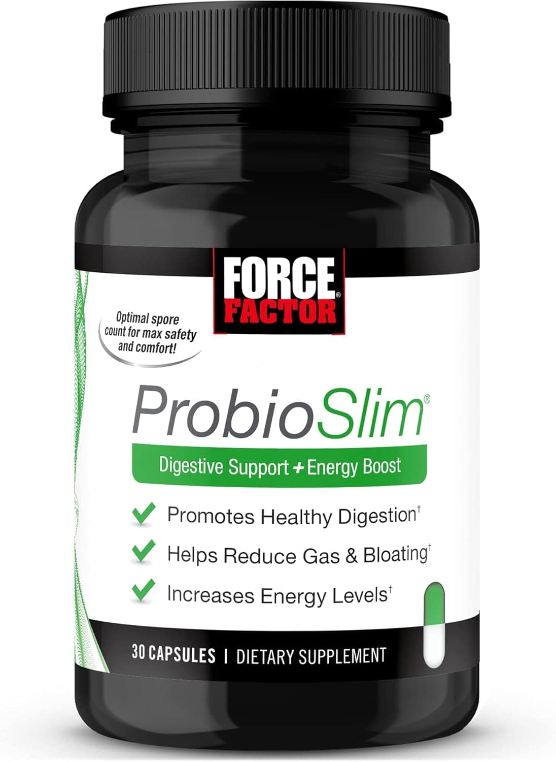 Force Factor ProbioSlim Probiotics for Women and Men Probiotics for Digestive Health to Reduce Bloating Gas Occasional Diarrhea with Prebiotics LactoSpore Green Tea for Energy 30 Capsules