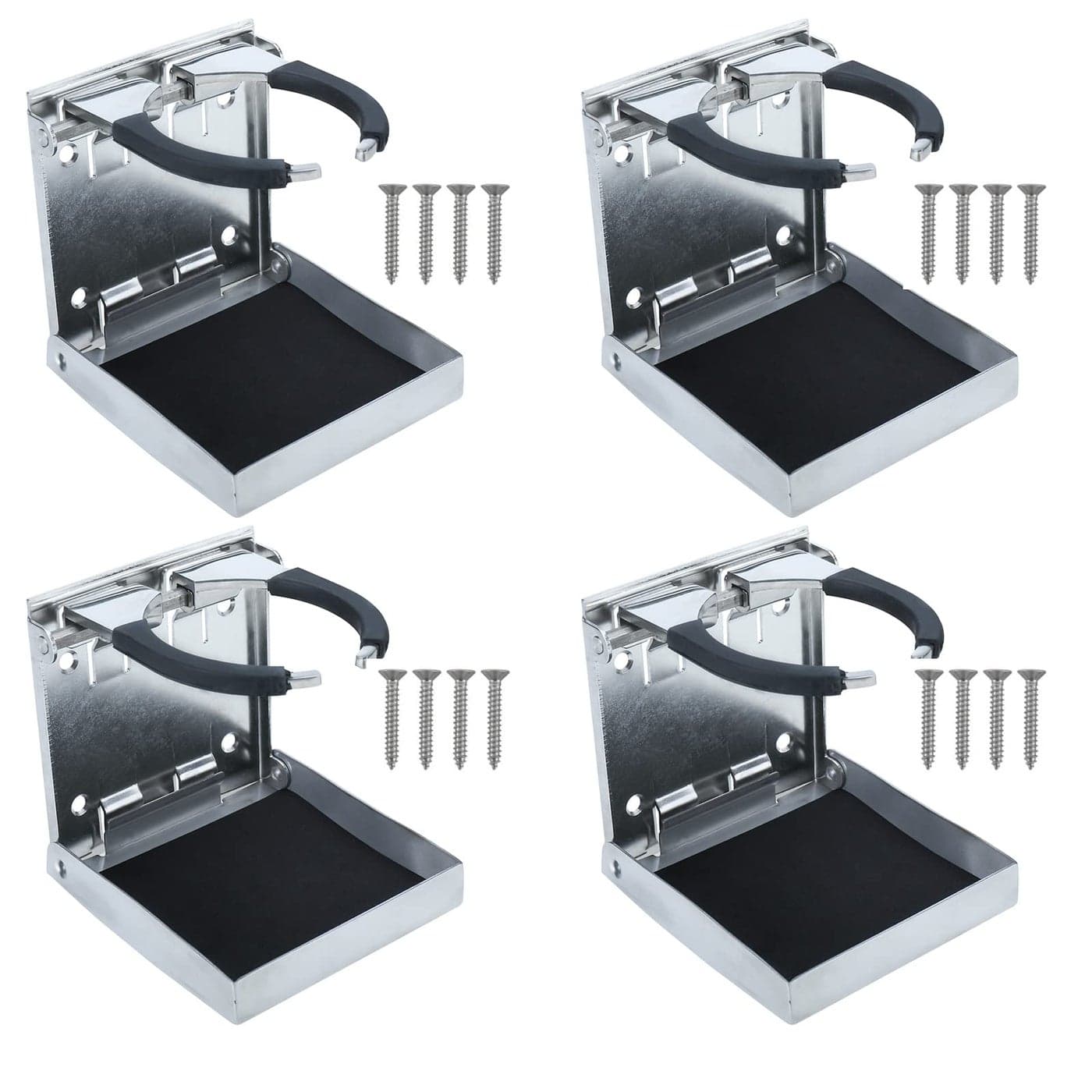 NovelBee 4pcs Stainless Steel Adjustable Folding Drink Holders Cup Holders for Marine Boat Caravan Car