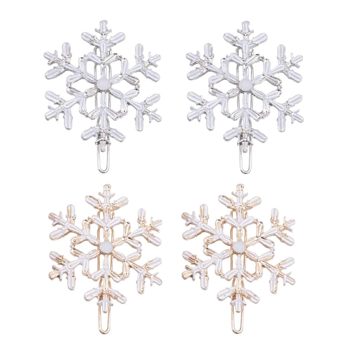 Lurrose 4pcs Hair Clips Christmas Snowflake Hair Pins Hair Barrettes Gold Bobby Pins Hair Accessories Christmas Hair Decoration Headwear Styling Tools for Womens Ladies