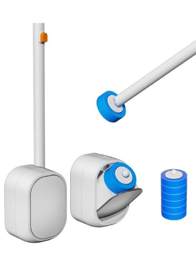 Disposable Toilet Brush, Wall-Mounted Design, Toilet Wand with 6 Brush Head Refills For Bathroom Cleaning, Pre-Loaded Cleaning Agent and Water-Activated, Automatic Lid Opening