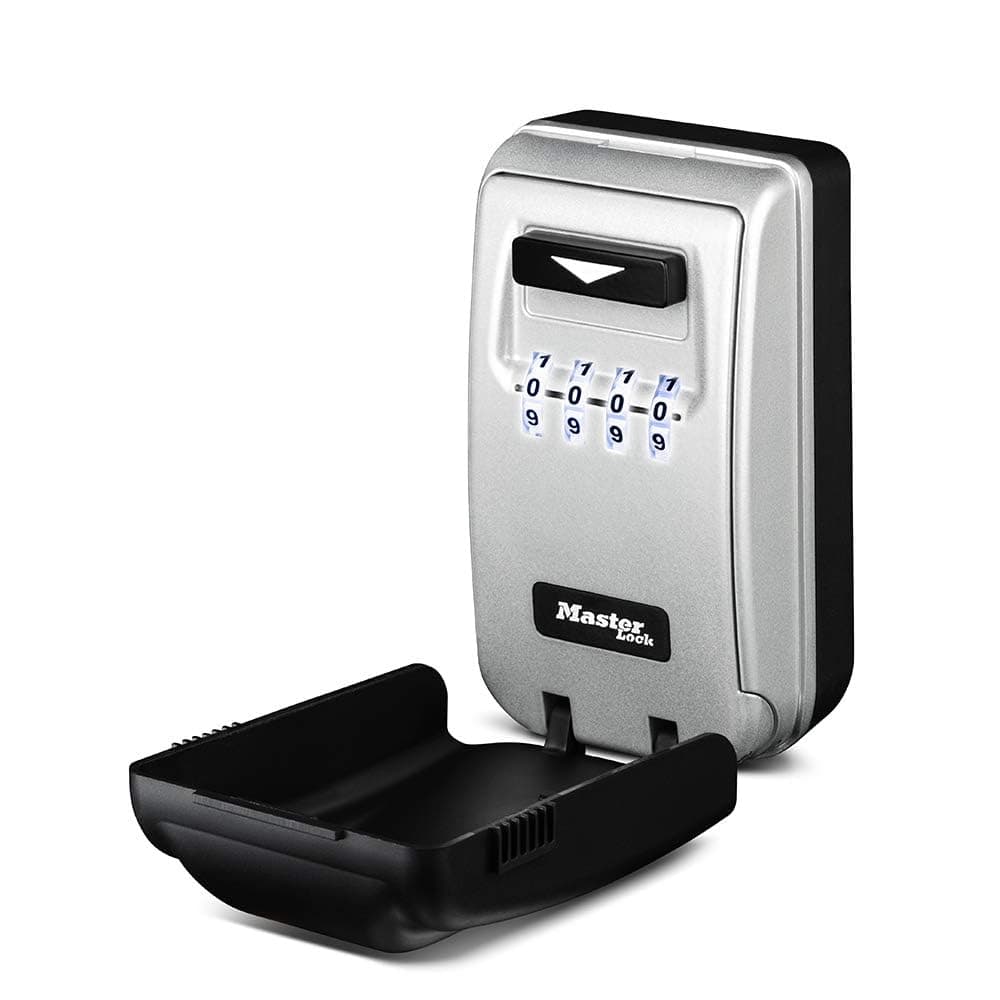 Master Lock 5425D Set Your Own Combination Wall Mount Lock Box with Light Up Dials 6 Key Capacity Black