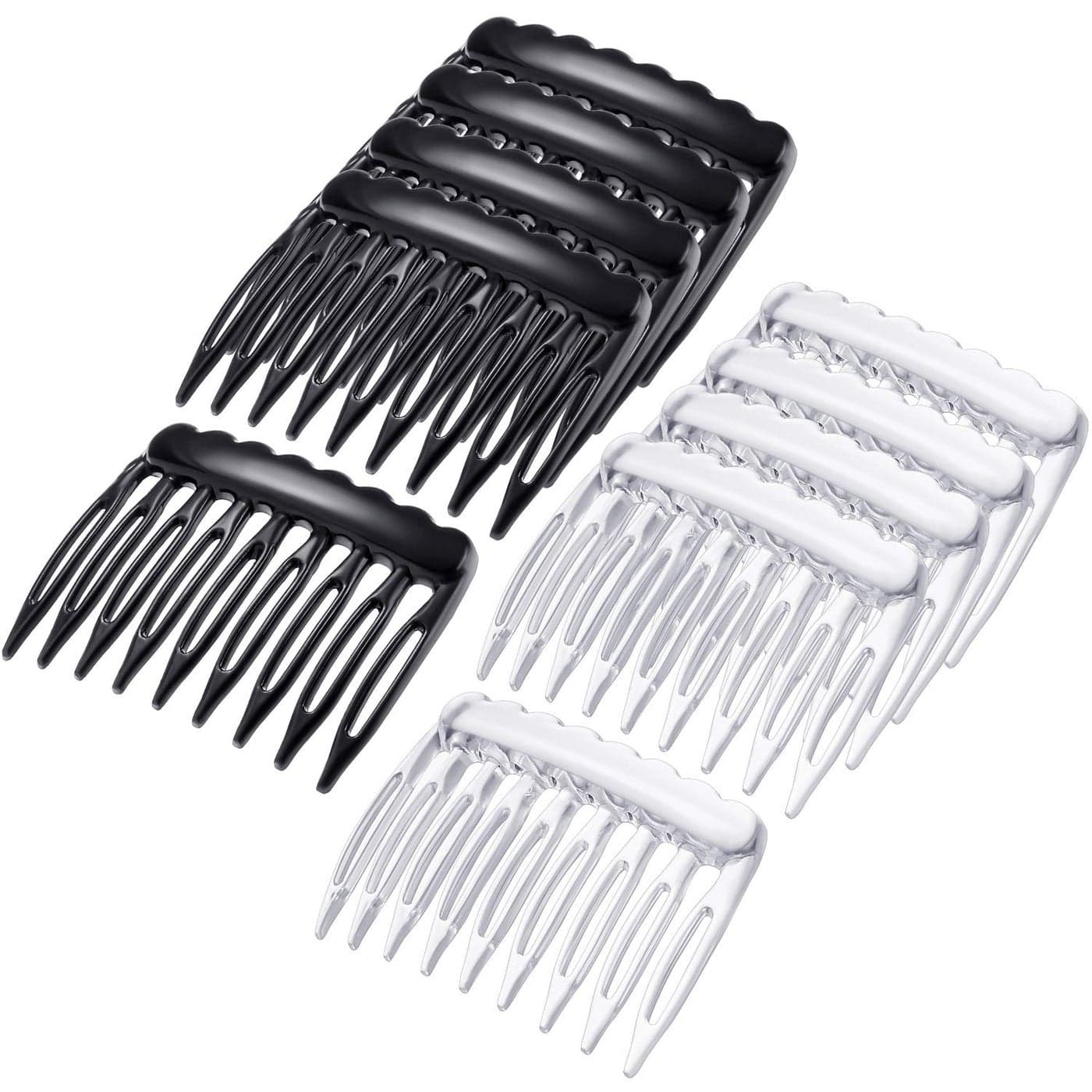 eBoot 24 Pieces Small Hair Combs Side Combs Plastic French Teeth for Women accessories Bridal Wedding Veil Comb for fine hair Black and Clear