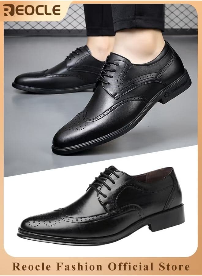 Men's Leather Shoes Dress Shoes Formal Business Oxford Derby Shoes Brogue Wingtip Retro Dress Shoes Classic Modern Lace Up Leather Shoes for Men