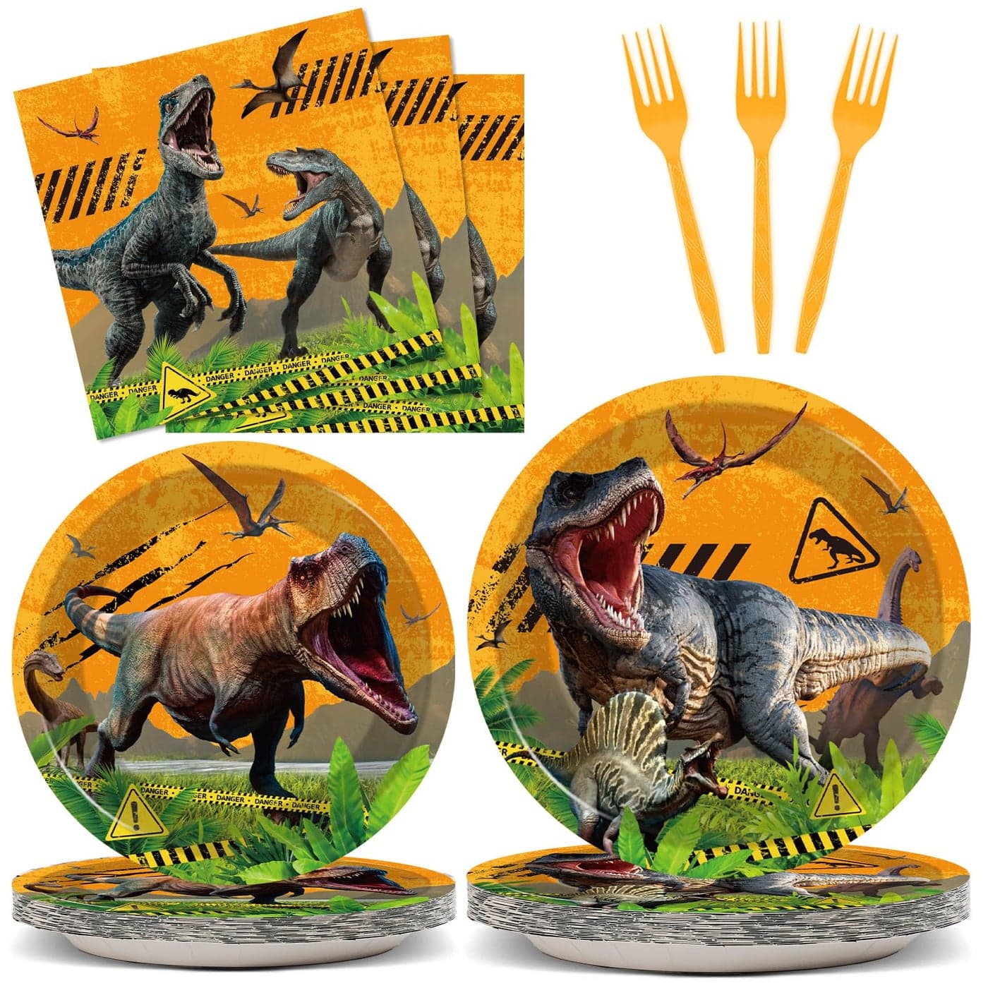 gisgfim 96 Pcs Dinosaurs Party Supplies Paper Plates Napkins Dinosaurs Themed Party Birthday Dinner Dessert Decorations Favors for Kids Baby Shower Decor Serves 24