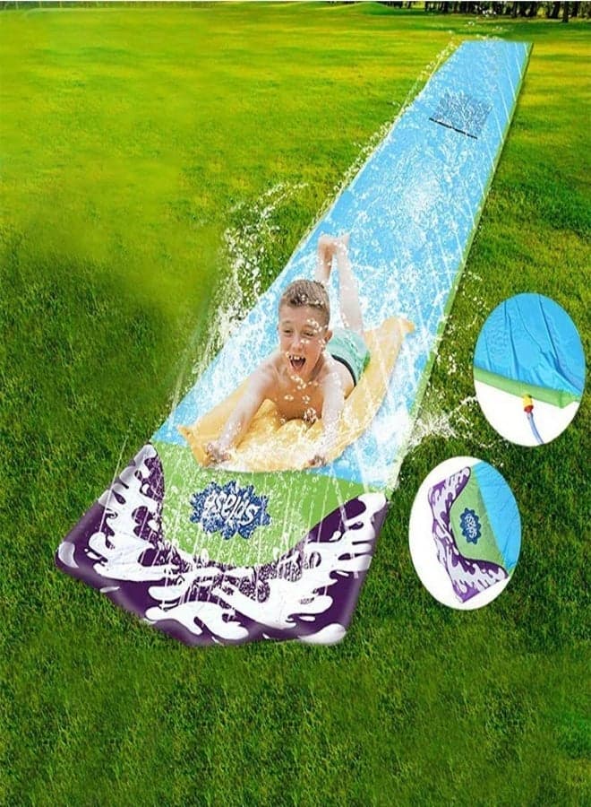 15.7FT Lawn Water Slip and Slide with Built-in Side Sprinkler, Extra Thick PVC Single Lane Slip N Slide, Summer Outdoor Backyard Lawn Water Toy for Kids Family Garden Pool Party Games