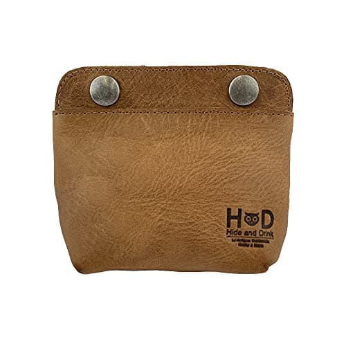 Hide & Drink, Leather Double Snap Pouch, Coin Purse, Cash & Card Holder, Cable Organizer, Makeup, Handmade Includes 101 Year Warranty (Single Malt Mahogany)