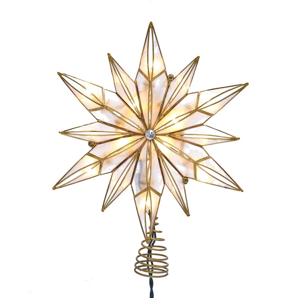 Kurt Adler 10Light 12Point Capiz Star and Center Gem Treetop