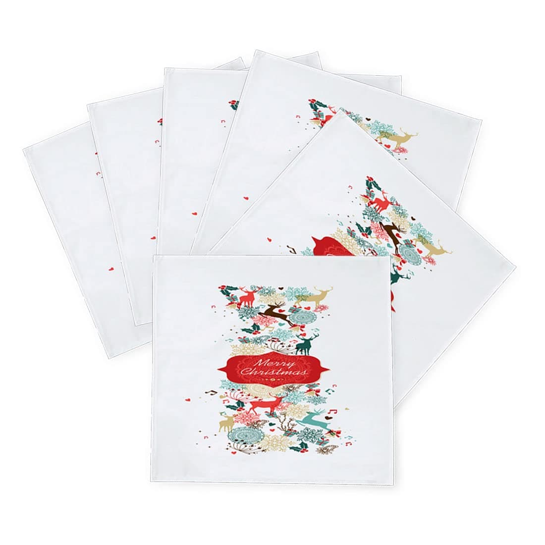 Kesri Gifts Christmas Gift Theme Tafta Silk Table Napkins 6 Pcs 10x 10 for Xmas Decoration Christmas OrnamentsChristmas Giftxmn21710