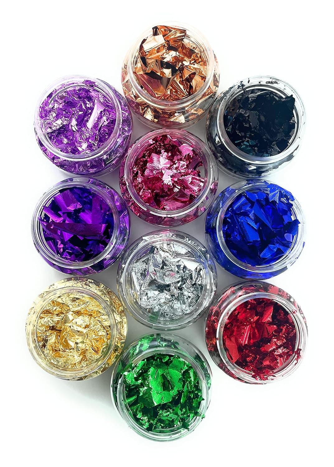 The Art Box 10 Grid Metallic Foil Flakes Aluminum Foil Leaf Paillette Arts Painting Crafts Supplies Resin Accessories Body Makeup Acrylic Nail Art DIY Decorations