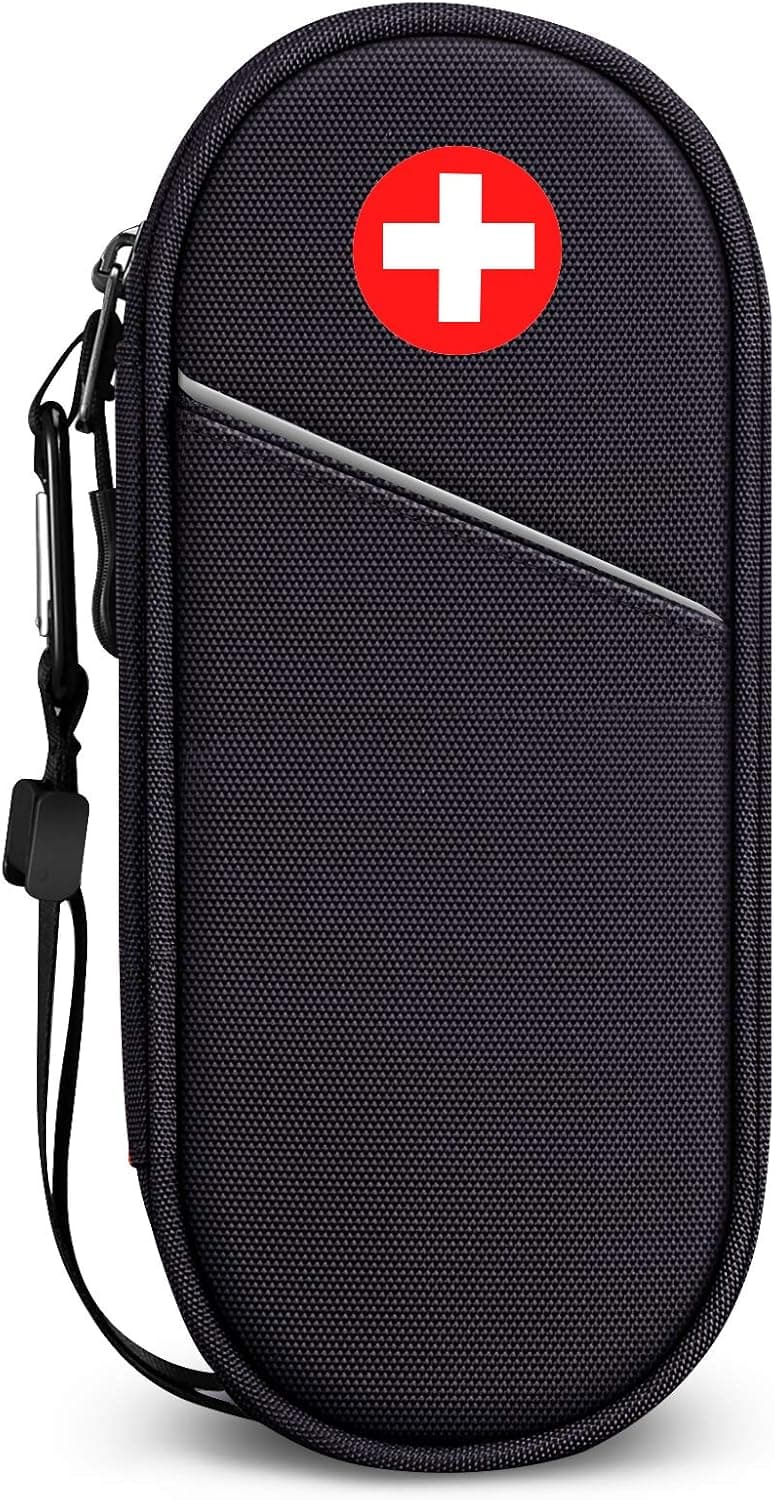 SITHON EpiPen Medical Carrying Case Insulated Travel Medication Organizer Bag Emergency Medical Pouch Holds 2 EpiPens Asthma Inhaler AntiHistamine AuviQ Allergy Medicine Essentials Black