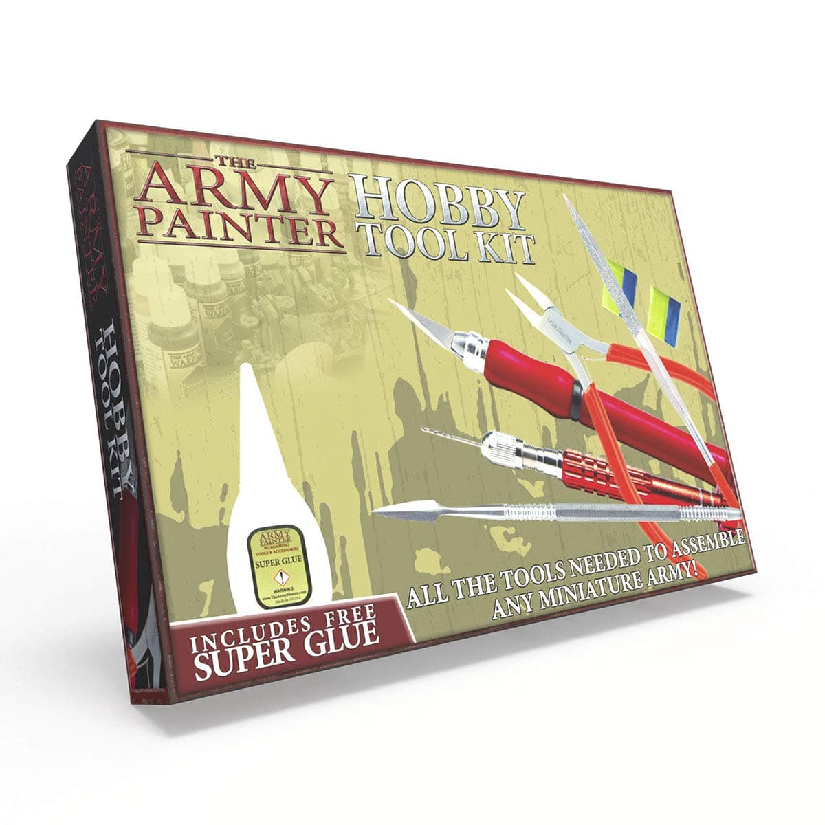 The Army Painter Hobby Tool Kit - 7-Piece Plastic Model Kit Tools for Miniatures with Green Stuff & Model Glue - Beginners Model Building Kits, Model Kit Accessories, Model Tool Kit for Plastic Models