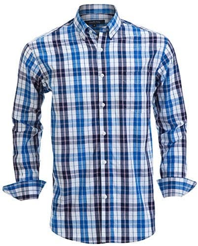 Double Pump Mens Button Down Shirts Cotton Long Sleeve Shirts Regular Fit (SL01A,XXL)