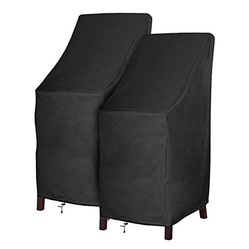 RosieLily Outdoor Chair Covers High Back Patio Chair Covers Waterproof Heavy Duty Patio Furniture Covers Stackable Outdoor Bar Stool Covers 600D High Back2 Pack Black
