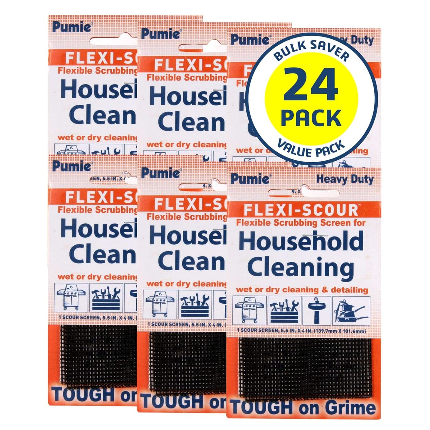 PUMIE FlexiScour 55 x 4 Inch Flexible Scrubbing Screen for Household Cleaning Flexible Scouring Mesh Pad FLEX12 C Abrasive Grit Cleaning Screen for Grill Removes Carbon Rust ScalePack of 24