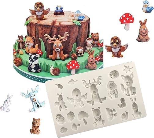 HUSAINI MART 1PC 20 Cavity Silicone Animal Theme Fondant Mold Forest AnimalCute Chocolate Molds Decorating Chocolate Cookies PastryCupcake Decoration DIY Baking Mold Multicoloured