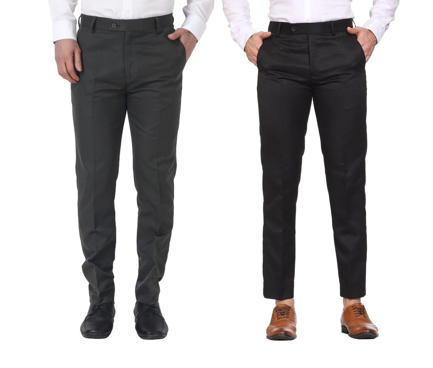 MALENO Men's Slim Fit Cotton Blend Formal Mid Rise Trouser (ML104_DarkGreen_Black_34)