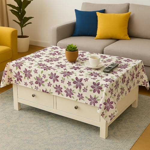 Homerz Premium Waterproof Centre Table Cover, Exact Sizes, Royal Finish (Purple Lily, 36x54 inch-Center Table)