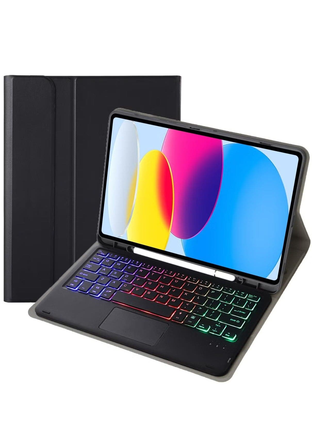Bilingual Touchpad Keyboard Case for iPad Pro 11-inch 2024, Backlit, Multi-touch Trackpad, Flip Stand Case with Pencil Holder
