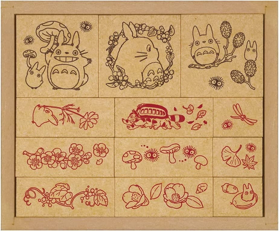 Naitmsad Studio Ghibli Kids Rubber Stamps Set 12 Cute StampsJapanese Stationery Set