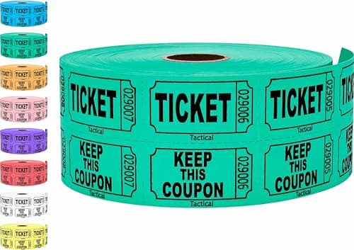 1000 Tacticai Raffle Tickets, Green (1 of 8 Colors), Double Roll, Ticket for Events, Entry, Class Reward, Fundraiser & Prizes