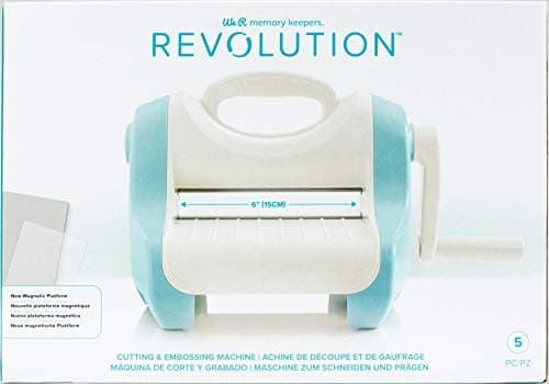 We R Memory Keepers Revolution Portable Die Cut Embossing Cutting Machine Includes Magnetic Mat Embossing Plate and Die Cutting Plate Scrapbooking Journaling Card Making