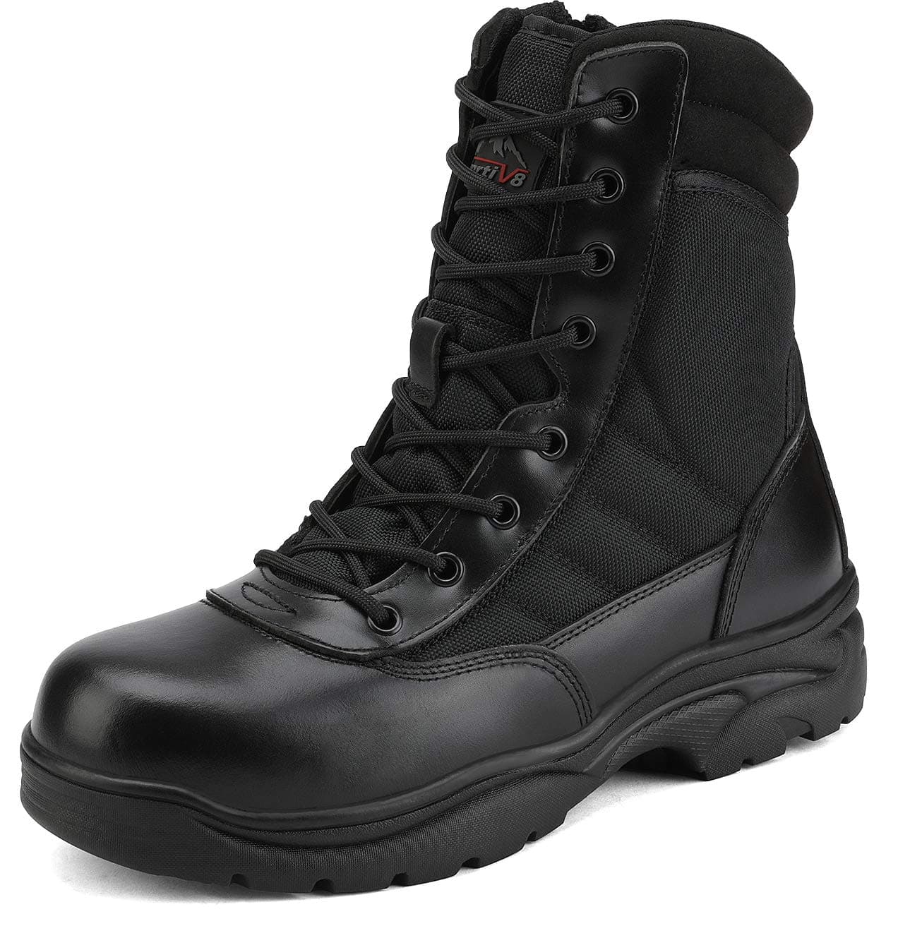 NORTIV 8 Steel Toe Boots for Men Safety Industrial & Construction Military Work Boots Slip Resistant ASTM F2413-18, TROOPER-STL,Size 8,Black