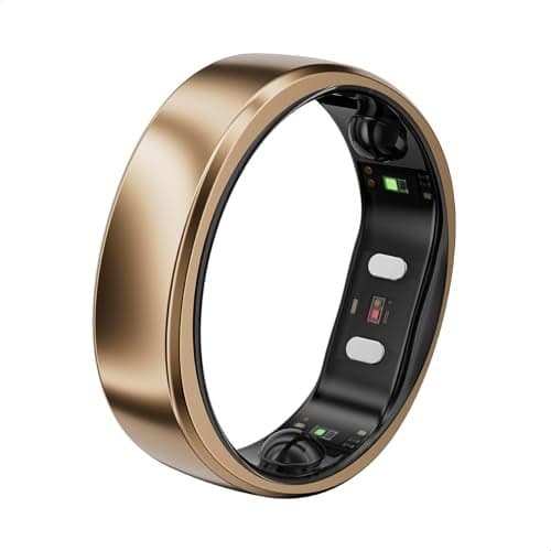RingConn Gen 2 Air UltraThin AI Smart Ring 10Day Battery Life FitnessSleepStressHR Tracker for WomenMen No App Fee for Standard Features iOS Android Compatible Size 8 Dune Gold