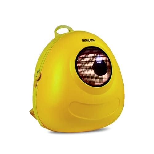 Hookaba GlowBuddy LED Eyes Backpack 13L | Kids Smart Bag with App Control, Programmable Screen & Water Resistant | for School, Picnic, Travel | Mini Digital Daypack for Girls & Boys (Yellow)