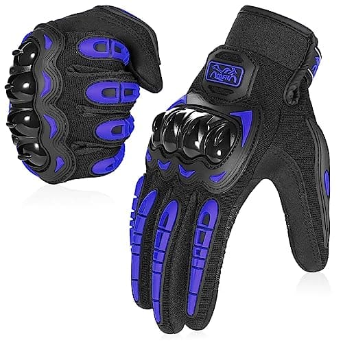 COFIT Motorcycle Gloves Breathable, Touchscreen Motorbike Gloves Anti-slip with Good Grip Hard Knuckles Protection for Men Women Motocross, BMX ATV MTB Cycling, Road Racing - Blue M
