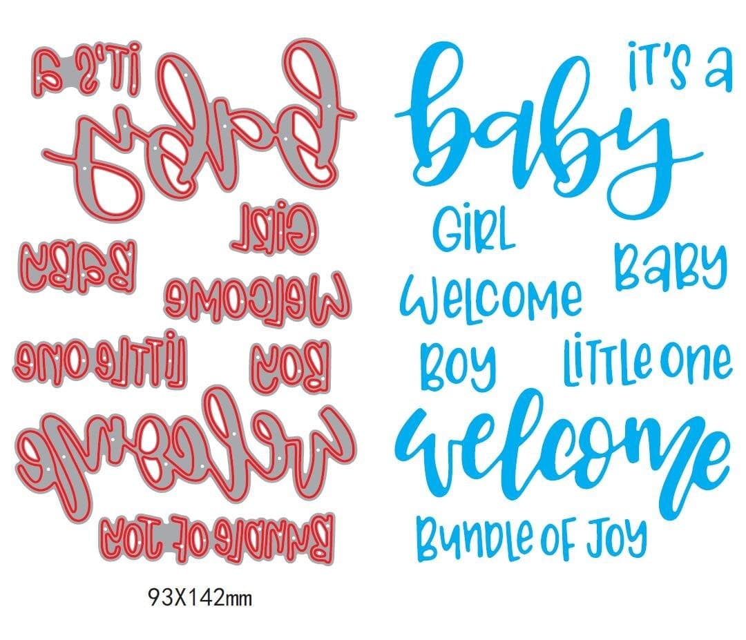1set Welcome it is a Baby Girl boy Sentiment Dies cuttings Clear Stamp Metal Scrapbooking Stencils Die for DIY Embossing Photo Album Decorative DIY Paper Cards Making Craft