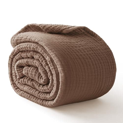 100 Cotton Muslin Blanket Large 50x 70 Breathable and Lightweight Cotton Throw Blanket for Bed and Couch Soft Cooling Summer Gauze Blanket for Adults All Season Linen Brown