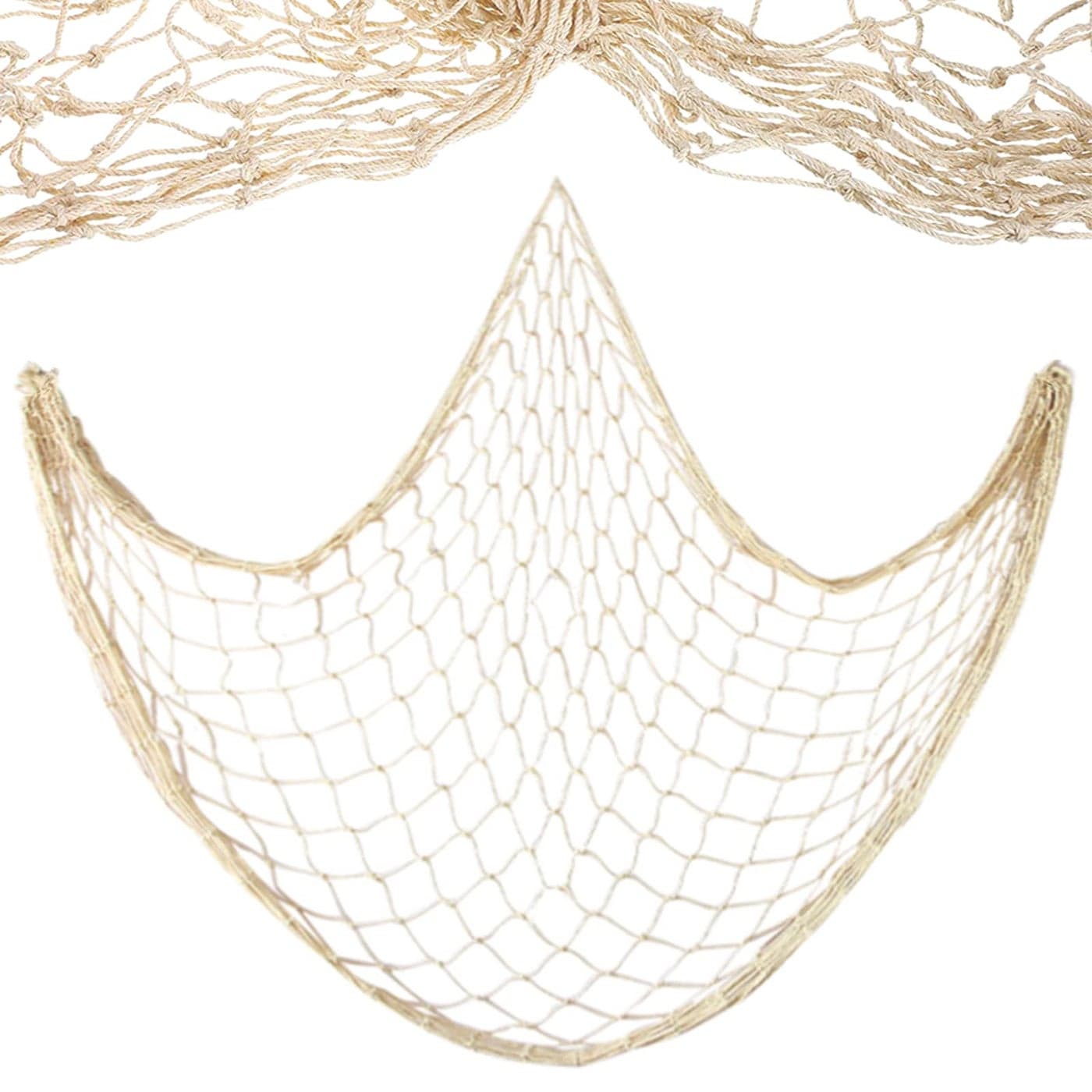 TEMUCY Natural Fish Net Decorative Beach Themed Fish Net Decorations for Pirate Mermaid Beach Party Home Bedroom Dcor