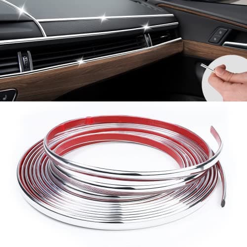 16Ft Chrome Car Trim Strip SelfAdhesive Automotive Exterior and Interior Side Body Moulding 14 inch 6mm ScratchProof Silver DIY Accessories for Decorate Bumper Door Window