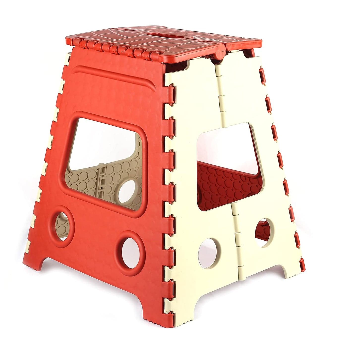 Foldable Step Table Stool with HandleNonSlip Folding Step Stool for Kids Toddlers Teens Adults Old Age Bathroom Kitchen Convenient Usage QuikFold Step StoolRed