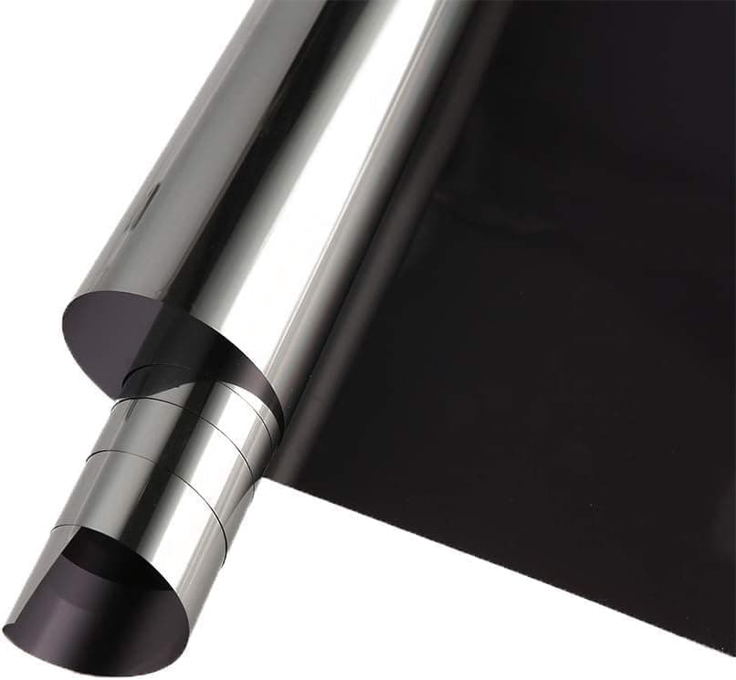 HOME13 Window Film Self Adheisve Daytime Privacy Window Sun Blocking Heat Control Window Glass Film for Home/Office (20X52 Inch, Silver Black Window Film)-Static Cling