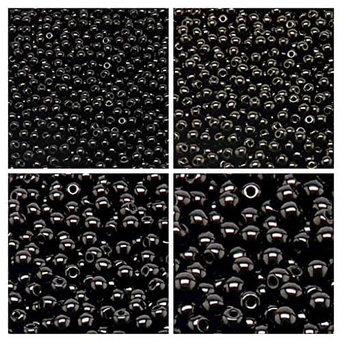 Set of Genuine Czech Glass Round Black Beads 3mm 4mm 6mm 8mm Total 275