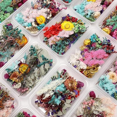 BanteyBanatey Real Natural Dried Mix Flowers for Resin Art, Soap Making, Jewellery Making, Candle Making, Scrapbooking, DIY Crafts (1 Random Box only)