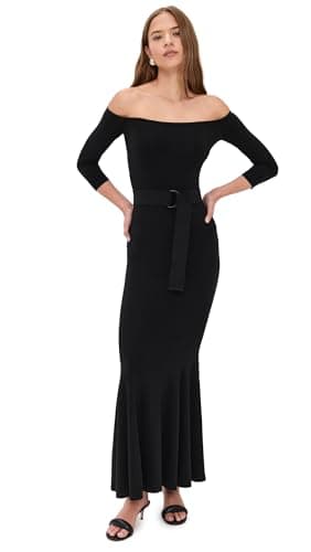 Norma Kamali Women's Kamali Kulture Off Shoulder Fishtail Gown, Black, XL