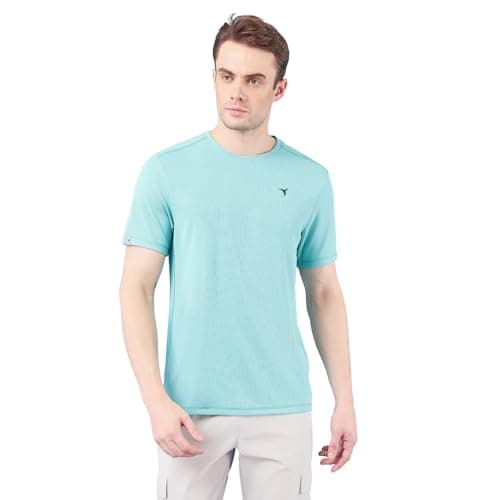 TECHNOSPORT Or10 Mens T-Shirt Crew Neck Half Sleeve Aqua Sea Med (MTOR10AQSMED)