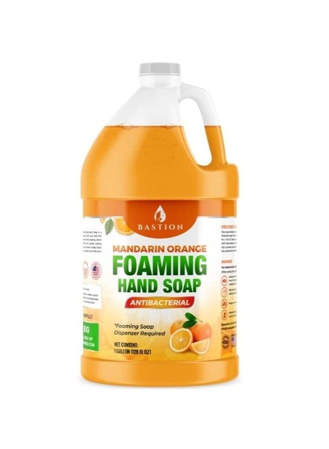 Foaming Antibacterial Hand Soap: Mandarin Orange Scented Instant Foam Hand Wash Refill 1 Gallon (128 oz) Bulk Jug. Made In The USA