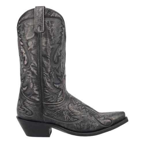 Laredo Mens Garrett Distressed Embroidered Snip Toe Pull On Casual Boots Mid Calf Black Size 10 D