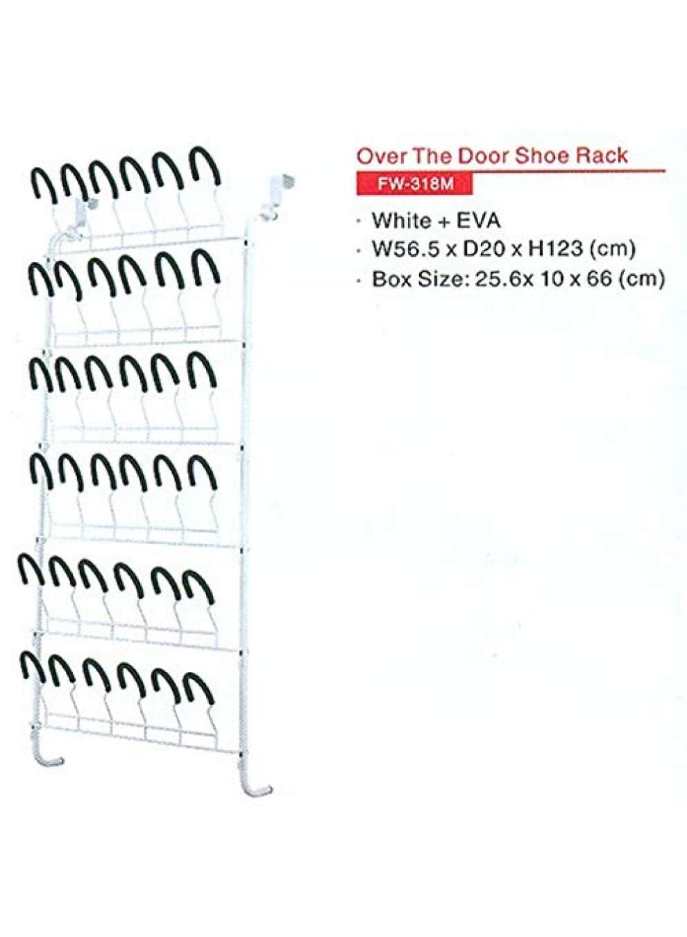 Over The Door Shoe Rack White Eva W56.5Xd20Xh123 Cm Space Saver Shoe Storage Shelf Non-Slip Metal Wall Hanging Shoe Organizer For Boots Sneaker High Heels