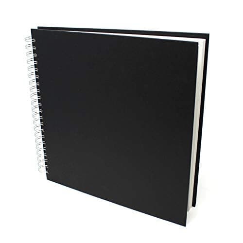 Artway Studio Spiral Bound Square Sketchbook 285mm 96 Sides48 Pages of 170gsm Cartridge Paper Black Hardback Sketchbook