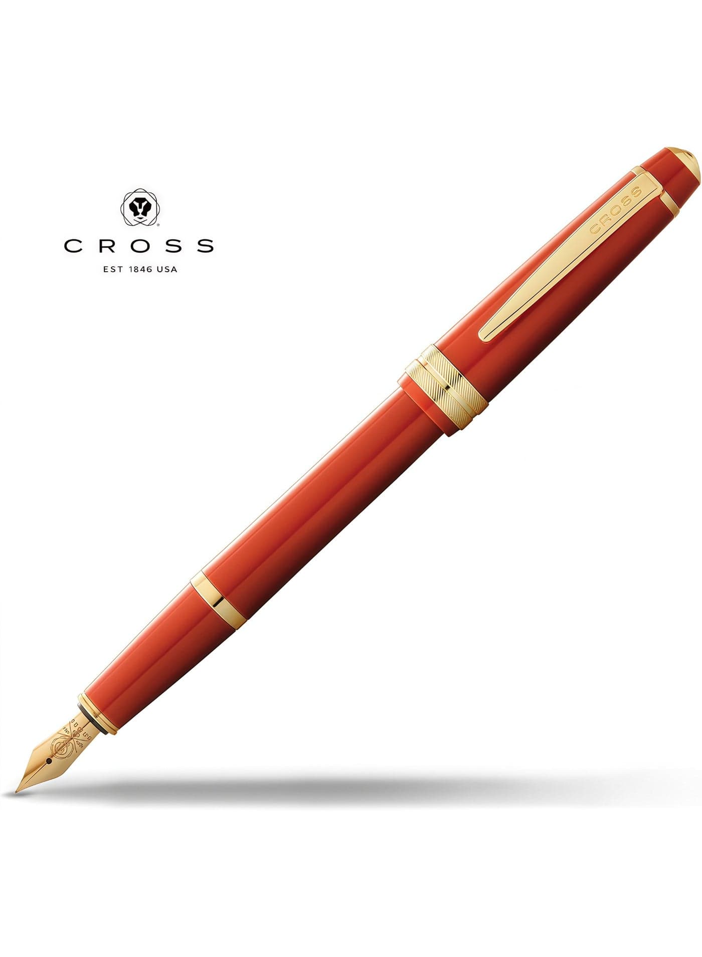 Cross Bailey Light Polished Black Resin Pen with Gold Nib (Amber Clip)
